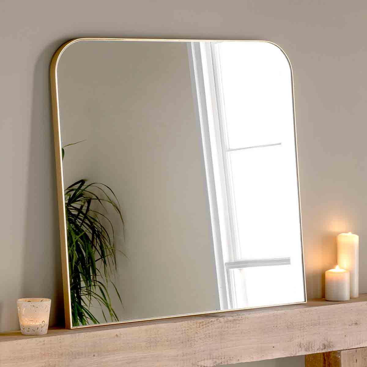Yearn Mirrors Yearn Minimal Mantle Mirror Gold 100X100Cm