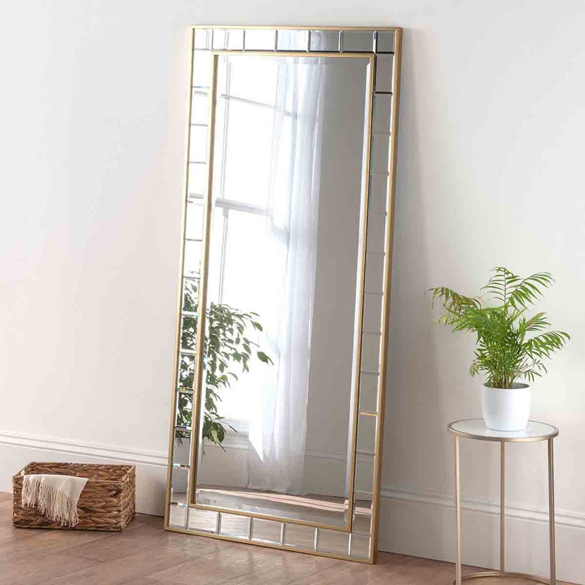 Yearn Mirrors Yearn Brass Full Length Bevelled Tiled Mirror 173X81Cm