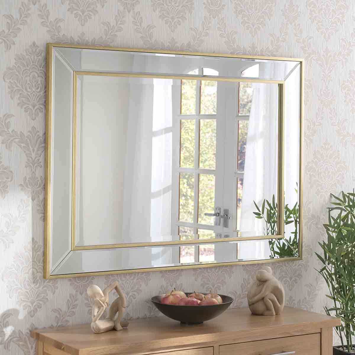 Yearn Mirrors Yearn Framed Soft Brass Bevelled Wall Mirror 105X77Cm