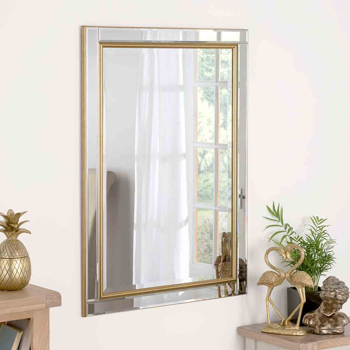 Yearn Mirrors Yearn Soft Brass Bevelled Mirror 91X117Cm