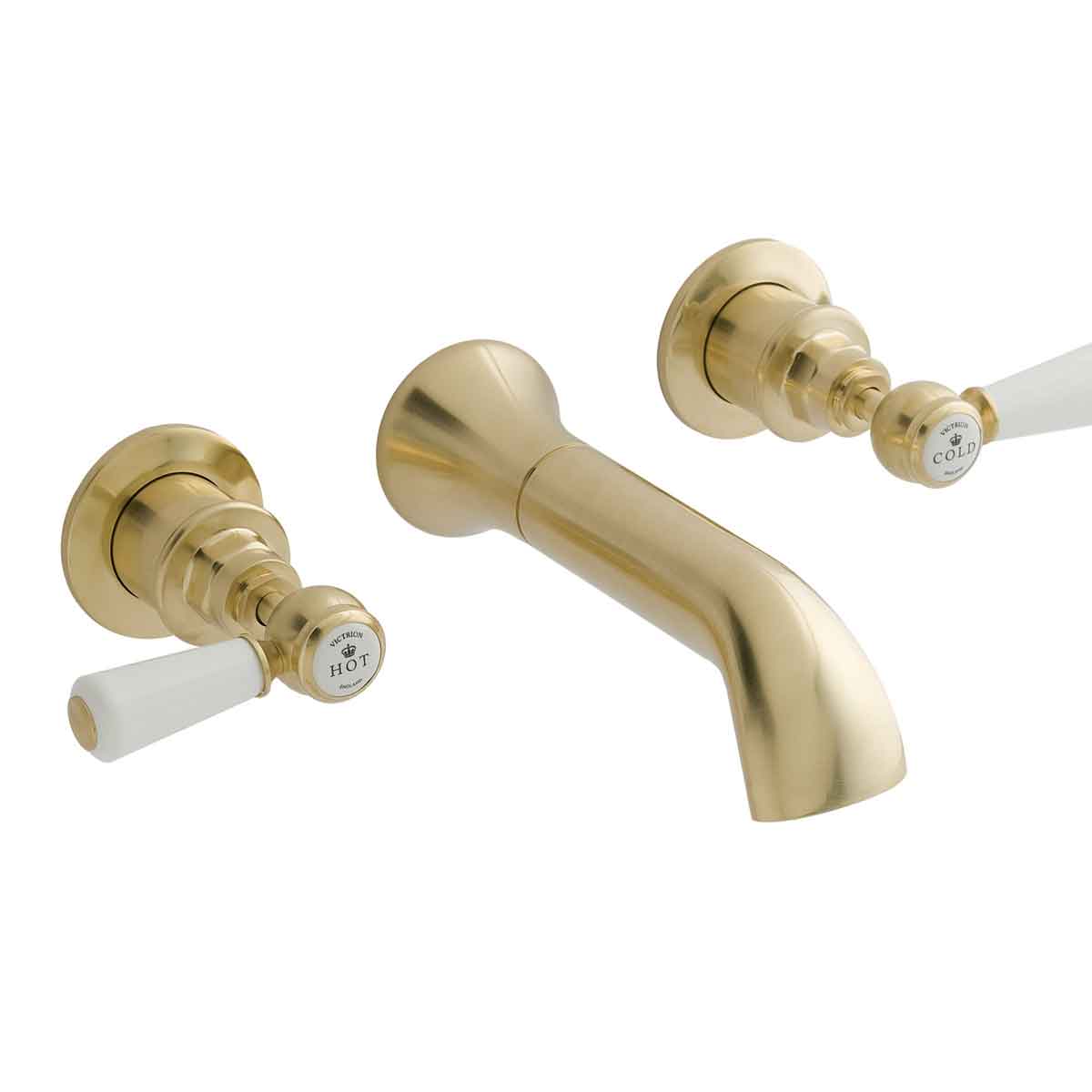 B C Designs BC Designs Victrion Lever 3Th Wall Basin Filler Brushed Gold