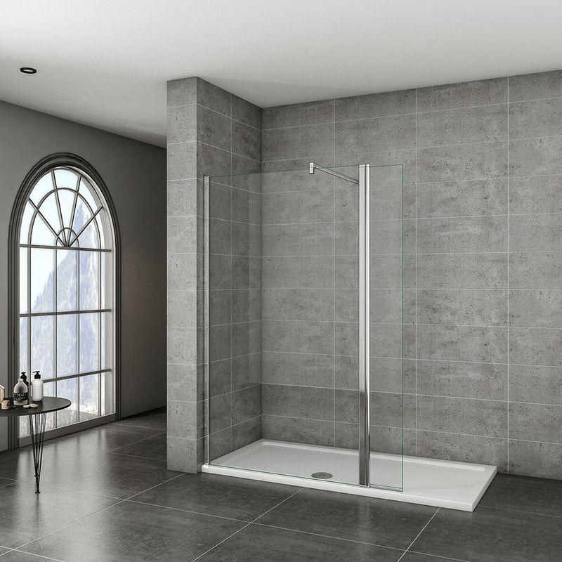 700x1950mm Walk in Wet Room Shower enclosure 8mm shower screen EasyClean nano Glass with Flipper Panel,with 1200x900x30mm shower tray