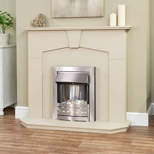 Adam Abbey Stone Effect Suite with Helios Brushed Steel Electric Fire - 20683