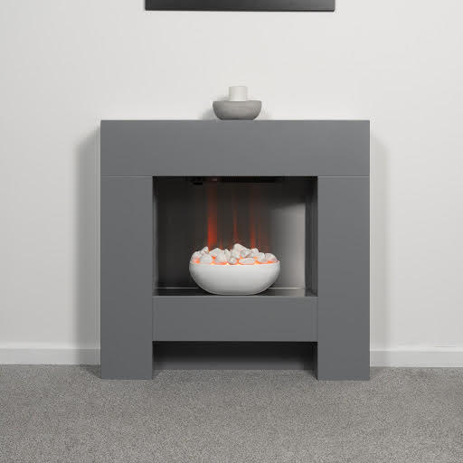Adam Cubist Grey Electric Fireplace Suite - 22617