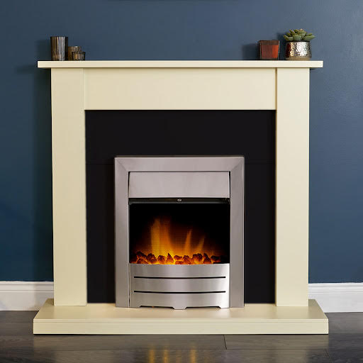 Adam Sutton Cream and Black Suite with Colorado Brushed Steel Electric Fire - 12120