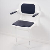 AKW Folding Blue Padded Shower Seat with Back and Arm Rest - 02230P