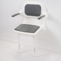 AKW Folding Grey Padded Shower Seat with Back and Arm Rest - 02132P