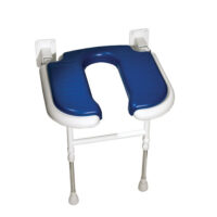 AKW Horseshoe Folding Moulded Blue Padded Shower Seat with Support Legs - 04100P