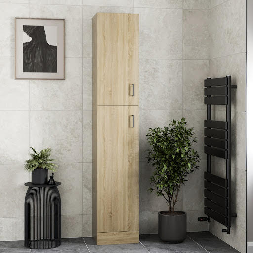 Alpine Oak Tall Bathroom Cabinet 1900 x 350 x 300mm