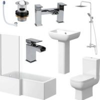 Amelie Bathroom Suite with L Shape Bath, Taps, Shower & Screen - Left Hand 1700mm
