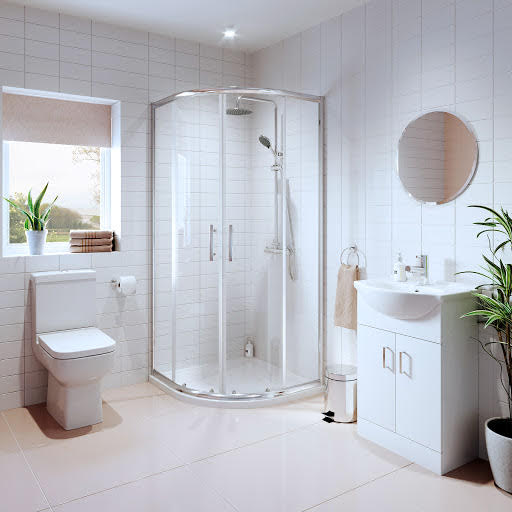 Amelie Bathroom Suite with Luxura Quadrant Enclosure 900mm & Alpine Vanity Unit 550mm
