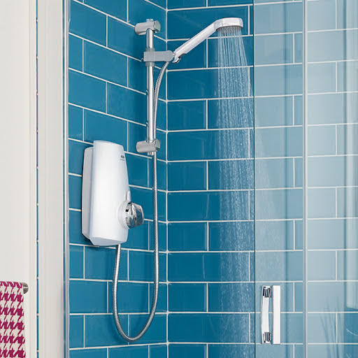 Aqualisa Aquastream Thermostatic Power Shower with Pump - White & Chrome 813.40.21