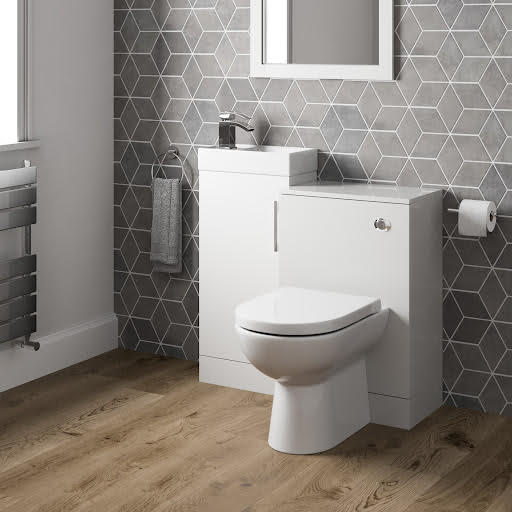 Artis Breeze White Gloss Toilet & Basin Vanity Unit Combination with Door 900mm