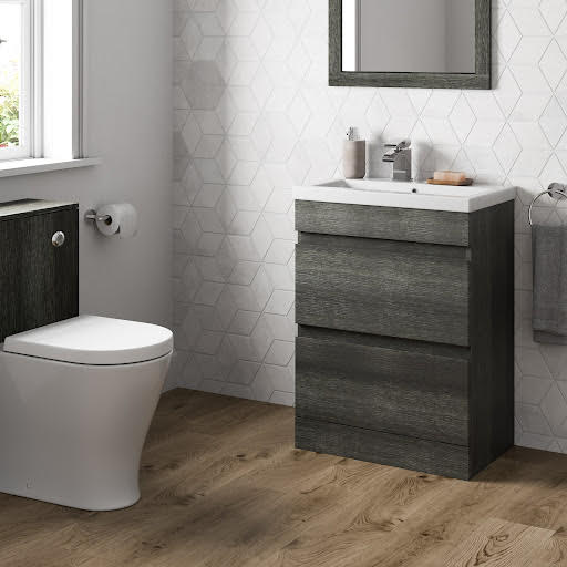 Artis Centro Charcoal Grey Free Standing Drawer Vanity Unit & Basin - 600mm Width