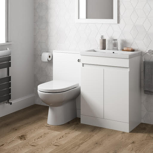 Artis Centro Toilet & Basin Vanity Unit Combination with Doors - 1100mm White Gloss