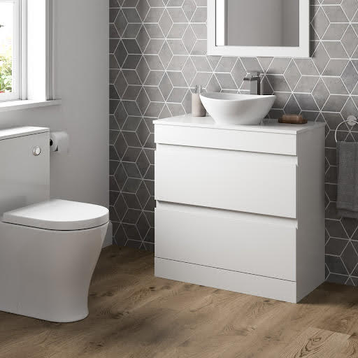 Artis Centro White Gloss Free Standing Drawer Vanity Unit & Affine Roubaix Countertop Basin 800mm
