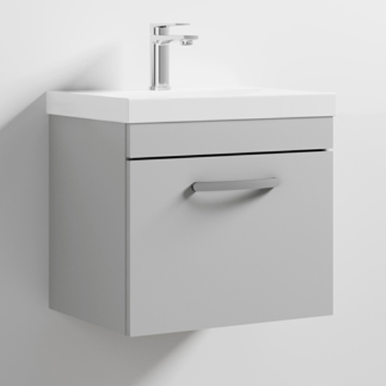 Athenia 50cm 1 Drawer Wall Vanity With Basin 3 In Grey Mist