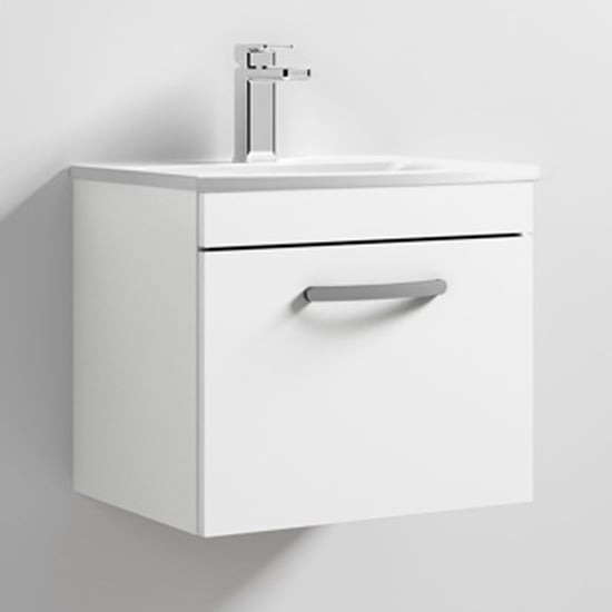 Athenia 50cm 1 Drawer Wall Vanity With Basin 4 In Gloss White