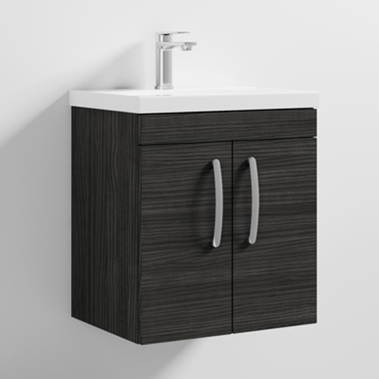 Athenia 50cm 2 Doors Wall Vanity With Basin 1 In Black