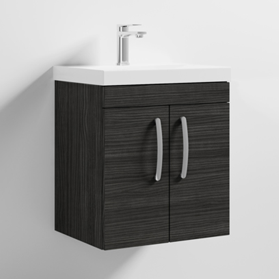Athenia 50cm 2 Doors Wall Vanity With Basin 3 In Black