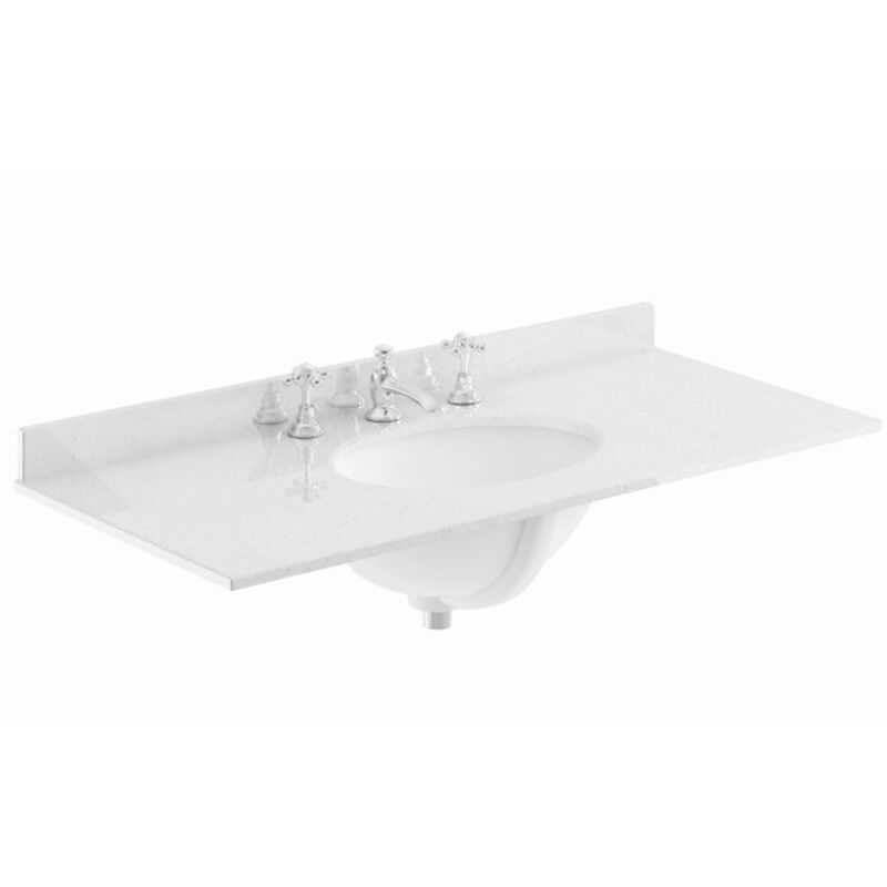 White Marble Top Furniture Basin 1000mm Wide 3 Tap Hole - Bayswater