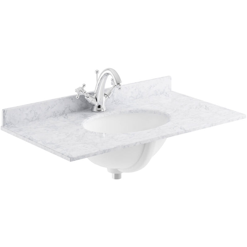 White Marble Top Furniture Basin 1000mm Wide 1 Tap Hole - Bayswater