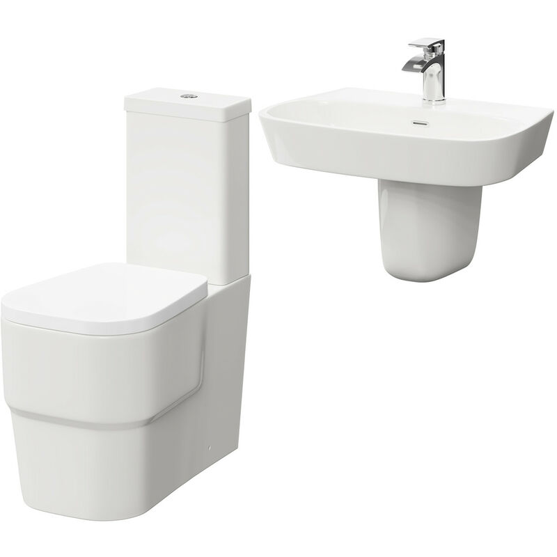 Wholesale Domestic Club 600mm Semi Pedestal Basin and Toilet Suite - White