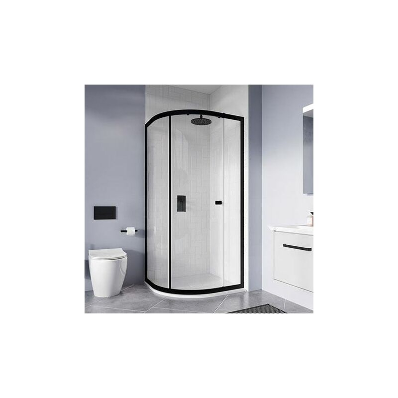 Crosswater Clear 6 Quadrant Single Door Shower Enclosure - 800mm x 800mm - Matt Black - Matt black
