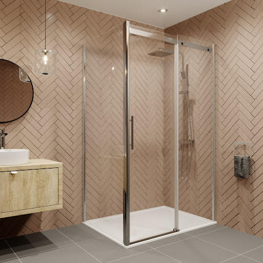 Diamond Frameless Sliding Shower Enclosure 1200 x 800mm - 8mm