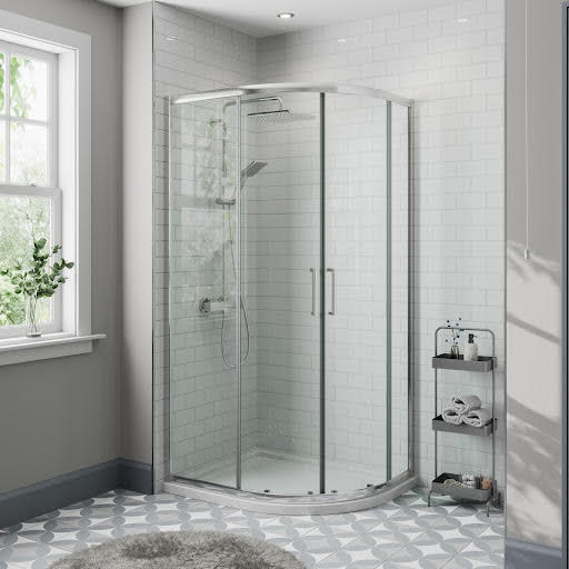 Diamond Offset Quadrant Shower Enclosure 900 x 760mm with Tray (Right Entry) - 8mm
