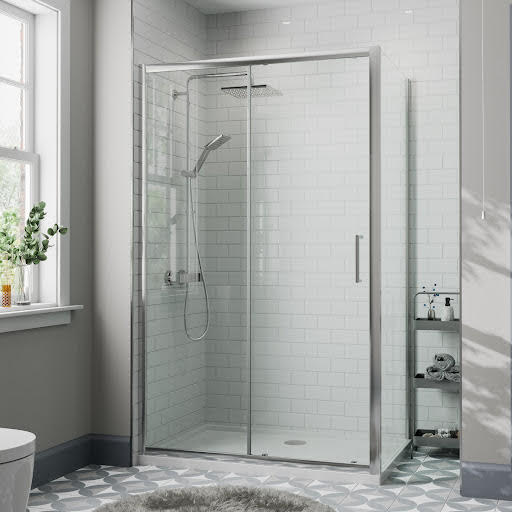 Diamond Sliding Shower Enclosure 1200 x 700mm with Tray - 8mm