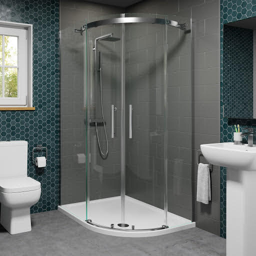 Diamond Frameless Offset Quadrant Shower Enclosure 1200 x 900mm with Tray (Right Entry) - 8mm