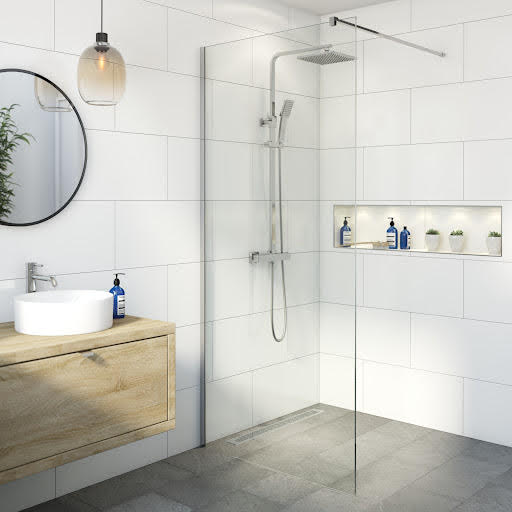 Diamond Wet Room Shower Screen 1200mm - 8mm Chrome | Bath Source