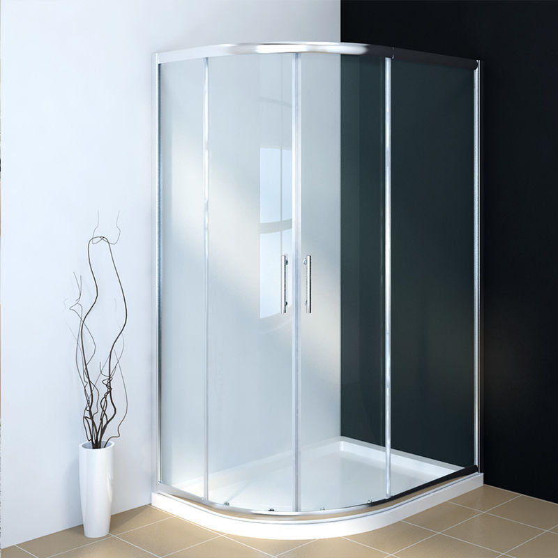 1000 x 800 mm Left Quadrant Shower Enclosure 6mm Sliding Glass Walk in Cubicle Door with Tray - Elegant