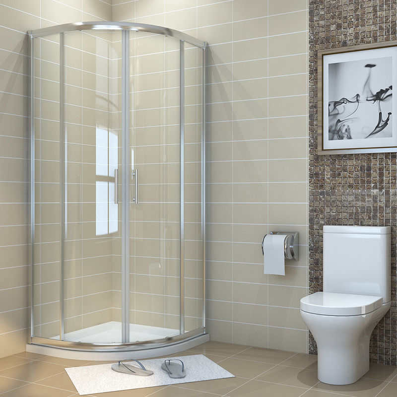 1000 x 800 mm Left Sliding Quadrant Shower Enclosure 6mm Glass Walk in Cubicle Door with Tray + Waste - Elegant