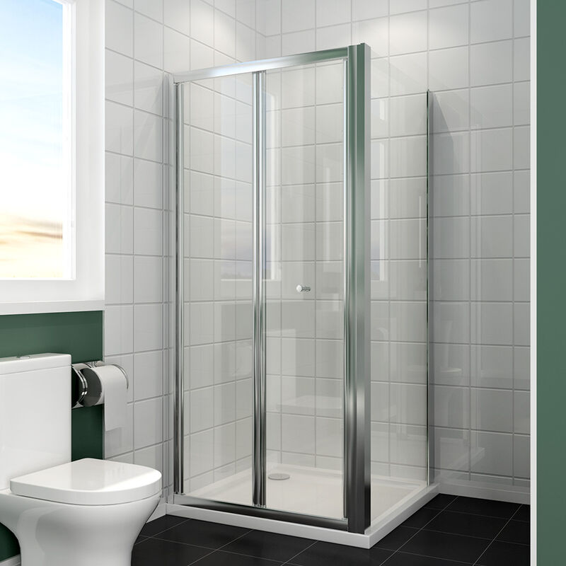 1000mm Inwards Opening Folding Shower Enclosure + 760mm Side Shower Door 5mm Safety Glass Saving Space Bi Fold Shower Screen with 1000x760mm Shower