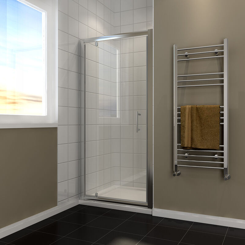 1000mm Pivot Shower Door Single Door Reversible Shower Enclosure with 1000x 760mm Stone Tray - Elegant