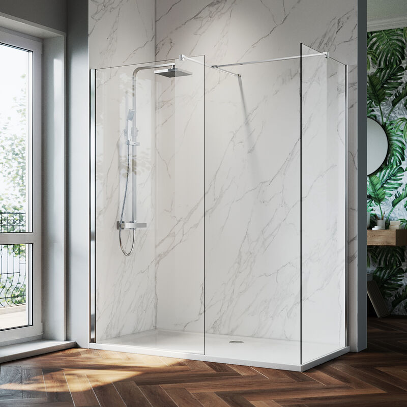 1000mm Shower Door 700mm Shower Screen Walk in Flipper Panel Shower Cabin - Elegant