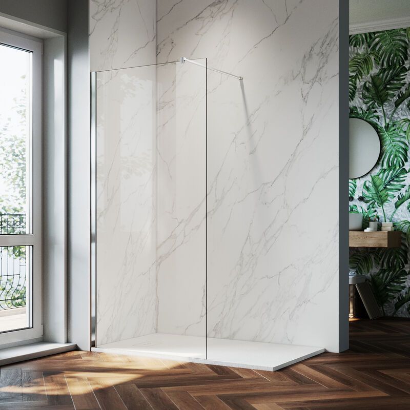 1000mm Walk in Shower Screen Glass Panel + 1500x700mm Slip-Resistance Shower Tray, 8mm Easy Clean Glass Wet Room Shower Enclosure, 1900mm Height