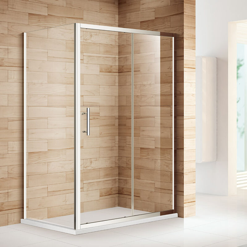 1200x800mm, 6mm Tempered Glass, Aluminium Frame, Sliding Shower Door Modern Bathroom with 800mm Side Panel, smc Tray + Waste Trap