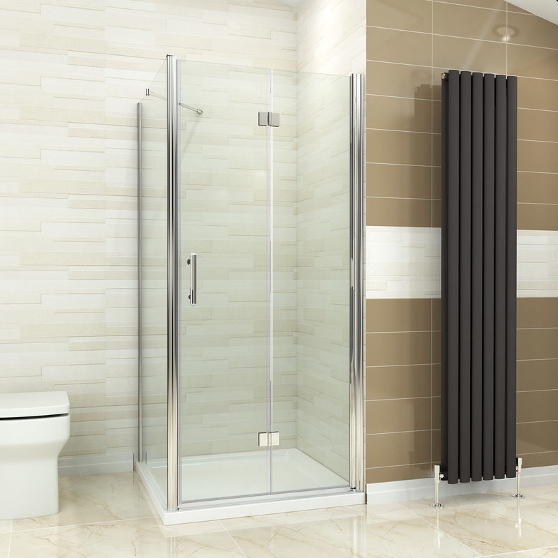 Elegant - Bifold Shower Enclosure Glass Shower Door Reversible Folding Cubicle + Side Panel 900 x 700 mm