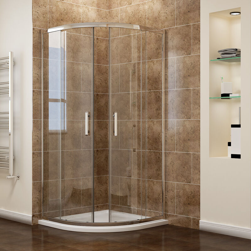 Walk in Corner Quadrant Shower Door 800x800mm 6mm Nano Glass Sliding Shower Cabin with Tray and Waste Trap - Elegant