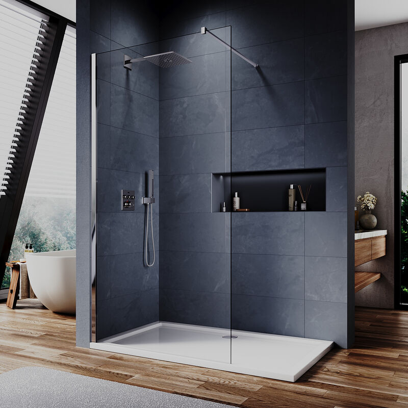 1000mm Shower Screen, 6mm Tempered Toughened Glass with 900x1500mm smc Tray and Waste Trap
