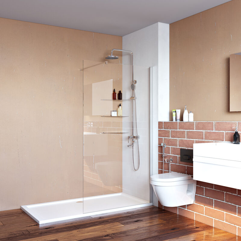 Elegant - Water Proof 700mm Walk in Shower Door Screen Wet Room Shower Cabin with 1100x900mm Bathroom Base Tray and Waste Trap