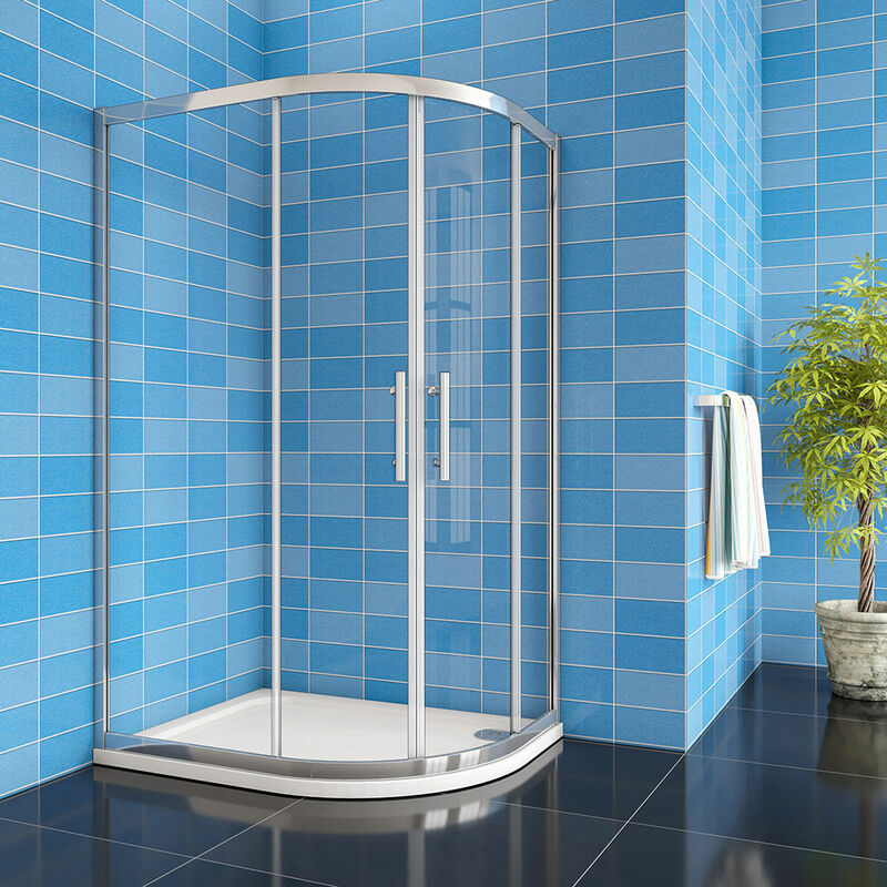 1000x900x1900mm Chrome Offset Cubicle Quadrant Shower Enclosure + 1000x900mm right entry shower tray waste