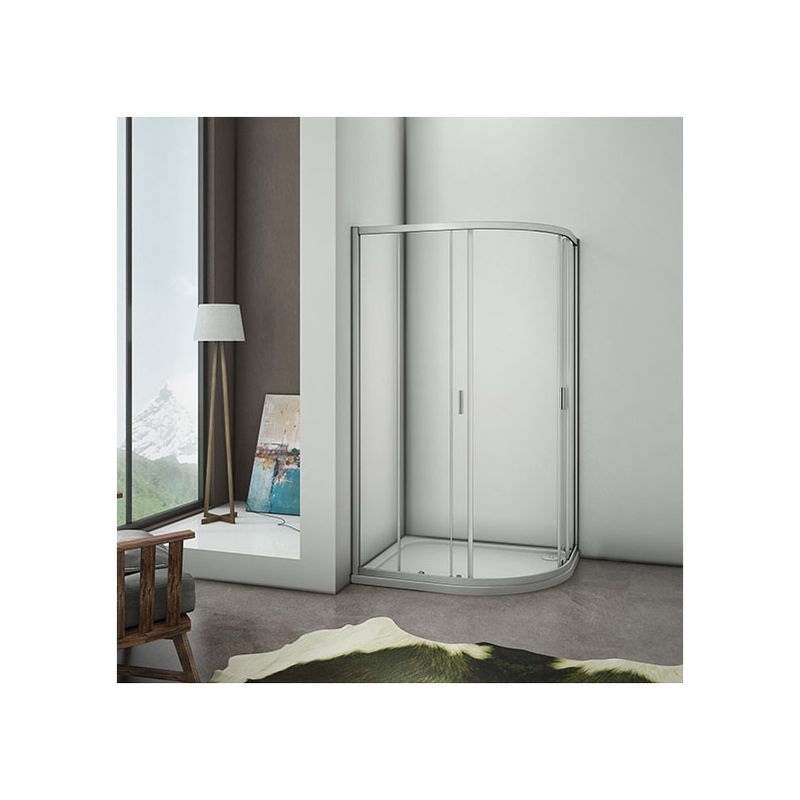 1200x900x1850mm Quadrant Shower Enclosure Corner Cubicle Glass Screen Door QRM with 1200x900x30mm right entry Shower Tray Free Waste