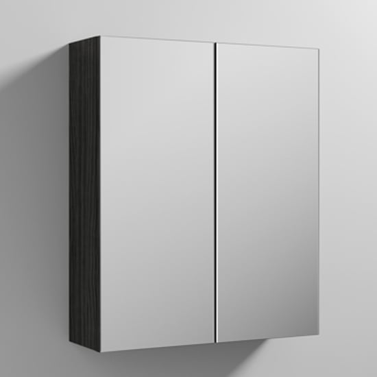 Fuji 60cm Mirrored Cabinet In Hacienda Black With 2 Doors