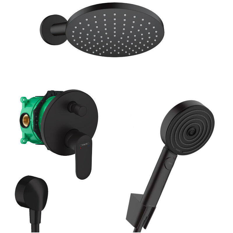 Hansgrohe Vernis Blend Pulsify All-in-one shower set with overhead shower 205 XXL + 3 spray hand shower, Matt black