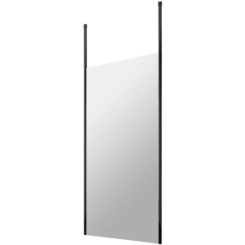 1000mm x 1950mm Wetroom Screen with Black Ceiling Posts - BGPCP10 - Black - Hudson Reed