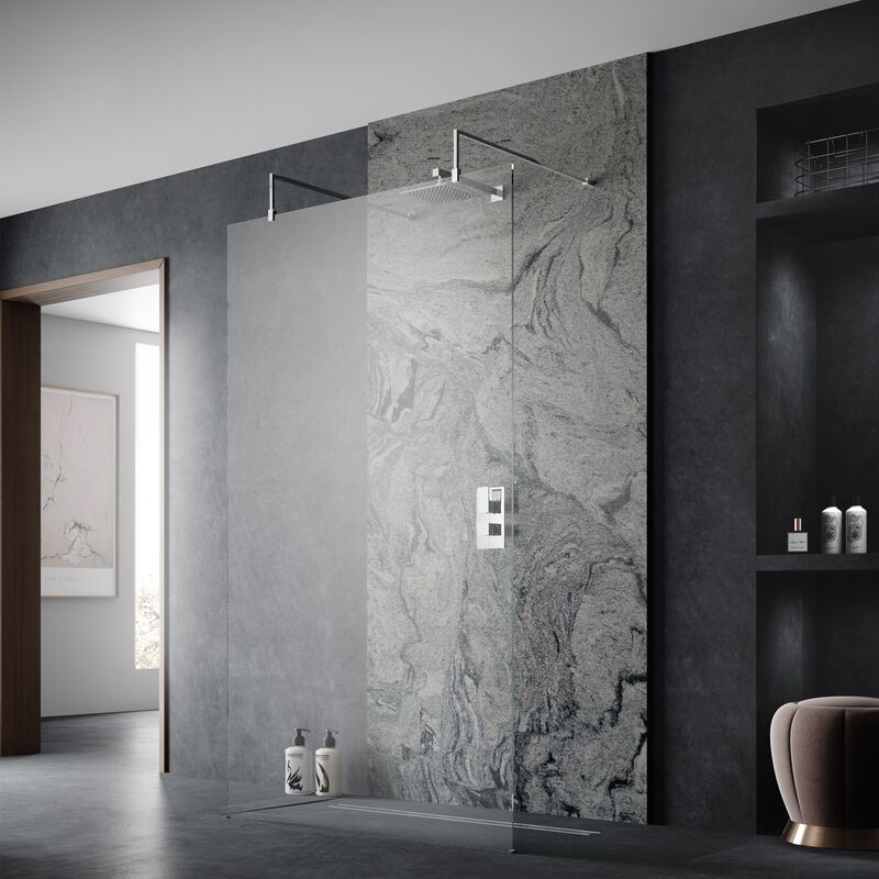 Wetroom Screen 1200mm Wide with Arms and Feet - 8mm Glass - Hudson Reed